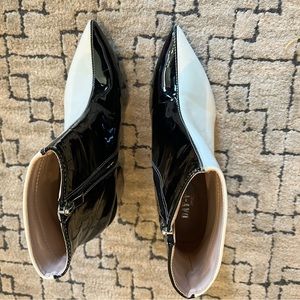 Black and white patent leather ankle boots! Size 7. Like new!